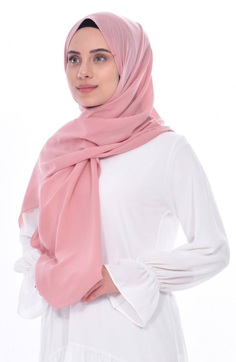 شال شيفون بتصميم سادة 70072-25 لون وردي داكن 25
