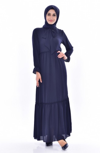 Navy Blue Hijab Dress 4914-07