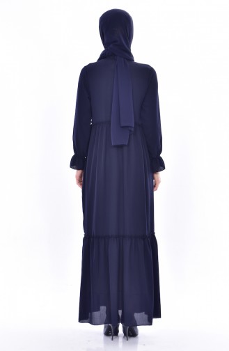 Navy Blue Hijab Dress 4914-07