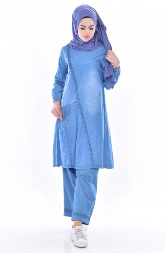 Pearls Jeans Tunic 4005-01 Blue 4005-01