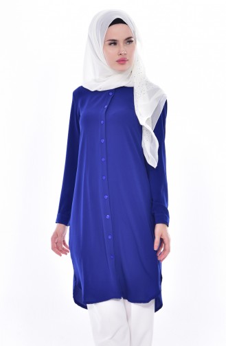 Düğmeli Tunik 0666-08 Saks 0666-08