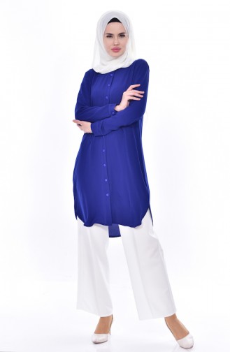 Düğmeli Tunik 0666-08 Saks