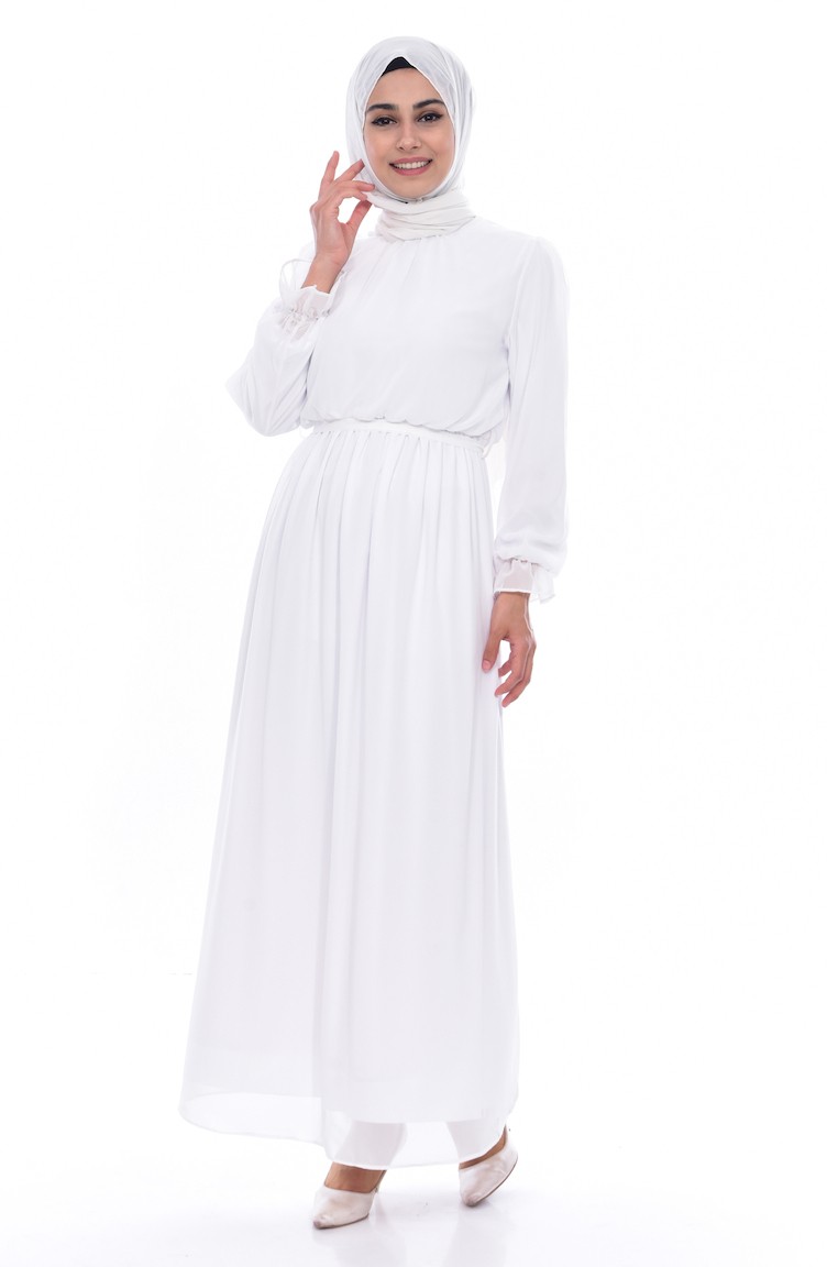 White Hijab Dress 415407 Sefamerve