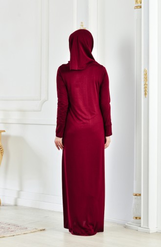 Umrah Kleid mit Kopftuch Geschenk 6095-08 Weinrot 6095-08