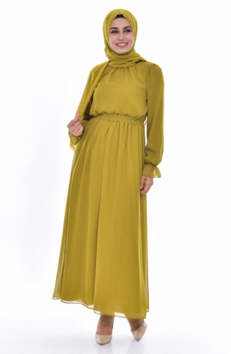 Pleated Chiffon Dress 4154-06 Pistachio Green 4154-06