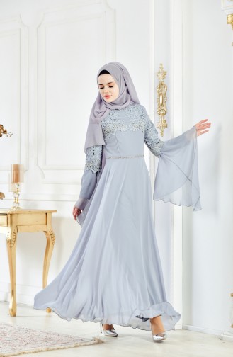 Kleid aus Chiffon 52695-04 Grau 52695-04