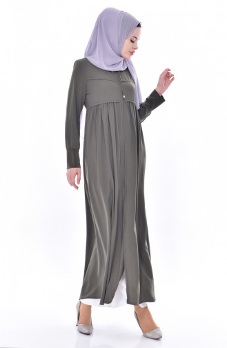 Abaya mit Reißverschluss 5912-03 Khaki Grün 5912-03