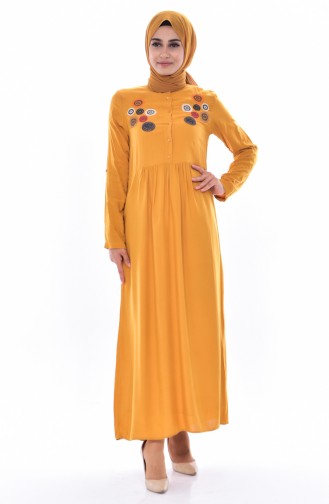 Embroidered Dress 80131-05 Mustard 80131-05