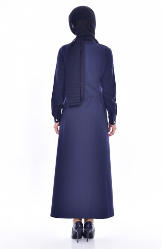 Hijab Mantel mit Druckkopf 61202-01 İndigo 61202-01