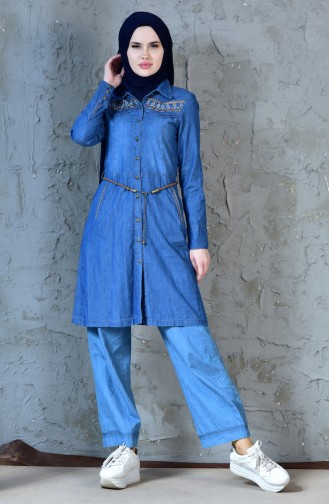 Embroidered Jeans Tunic 9218-01 Jeans Blue 9218-01