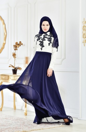 Habillé Hijab Bleu Marine 8202-02