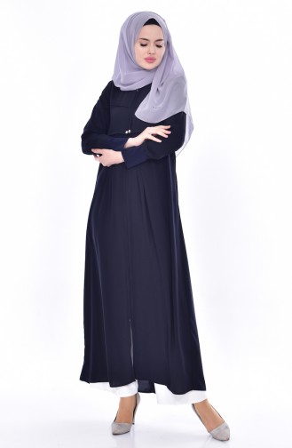 Zippered Abaya 5912-02 Navy Blue 5912-02