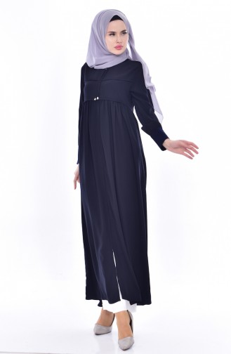 Zippered Abaya 5912-02 Navy Blue 5912-02