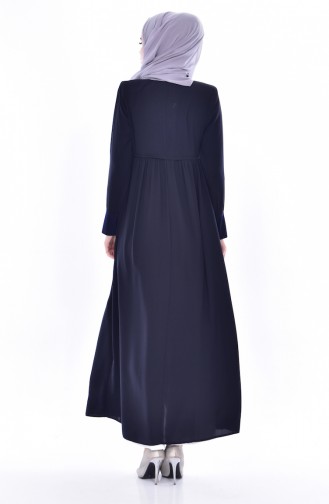 Zippered Abaya 5912-02 Navy Blue 5912-02