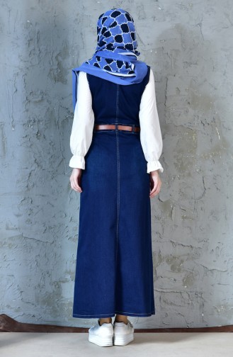 Kemerli Jile Kot Elbise 9229-02 Lacivert