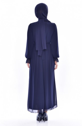 Navy Blue Hijab Dress 4154-05
