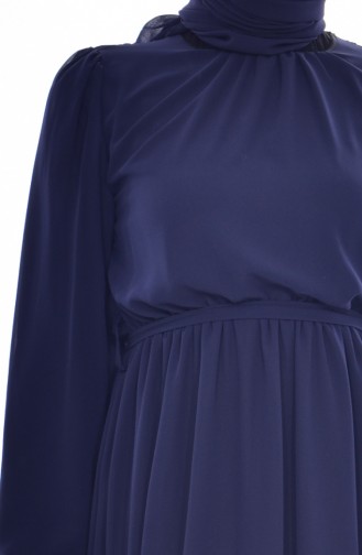 Navy Blue Hijab Dress 4154-05