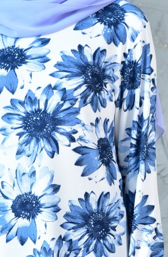 Çiçekli Tunik Pantolon İkili Takım 1244-03 Mavi