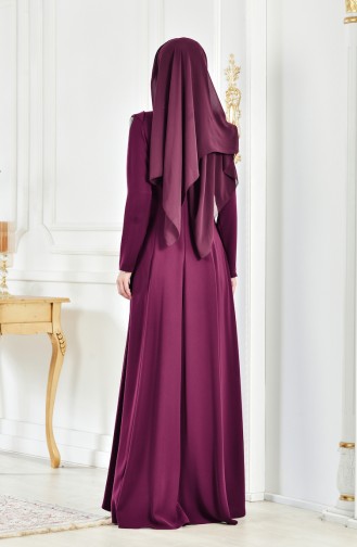 Sleeve Handle Evening Dress 1040-02 Plum 1040-02