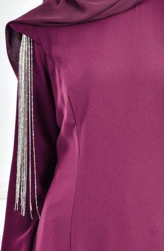 Sleeve Handle Evening Dress 1040-02 Plum 1040-02