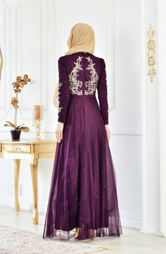 Sequined Evening Dress 1510-01 Plum 1510-01