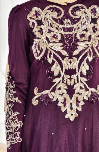 Robe de Soirée a Paillettes 1510-01 Plum 1510-01