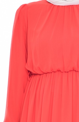 Geraftes Kleid aus Chiffon 4154-08 Orange 4154-08