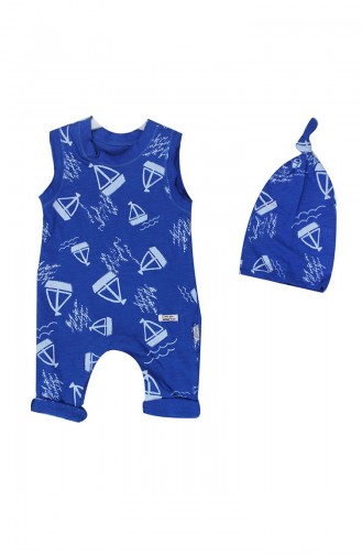 Baby 2 Pcs Sailboat Patterned Overalls WG8270-02 Blue 8270-02