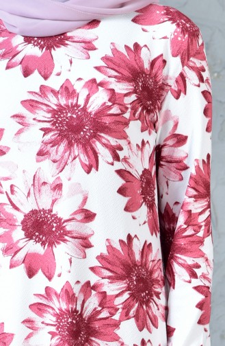 Çiçekli Tunik Pantolon İkili Takım 1244-01 Pudra