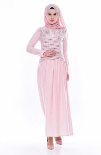 Gepunktes Setaussehendes Kleid 2969-03 Puder 2969-03