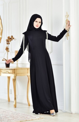 Sleeve Handle Evening Dress 1040-01 Black 1040-01