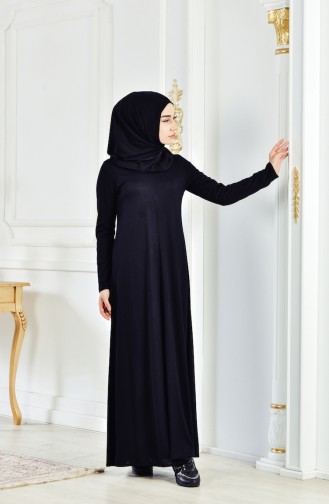 Schwarz Hijab Kleider 6095-03