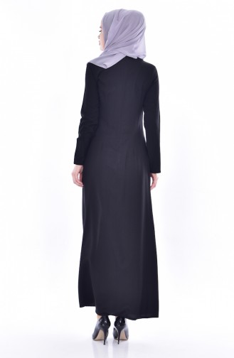 فستان مُنقط بتصميم موصول بقطعة 2969-01 لون أسود 2969-01