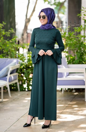 Emerald Green Hijab Dress 4052-03