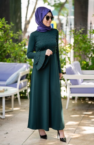 Emerald Green Hijab Dress 4052-03