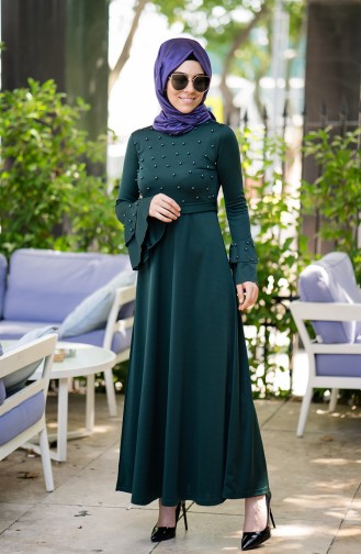 Emerald Green Hijab Dress 4052-03