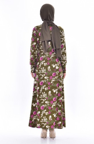 Grün Hijab Kleider 0194-04