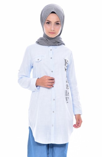 Shirt with Stone Print 9085-02 Baby Blue 9085-02