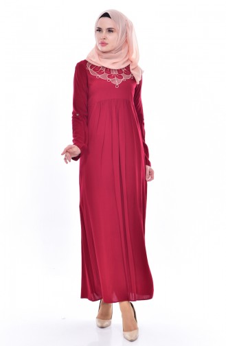 Embroidered Dress 80132-03 Bordeaux 80132-03