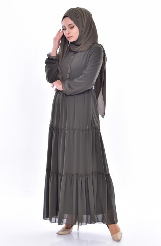 فستان بتصميم رباط 1892-02 لون اخضر كاكي 1892-02