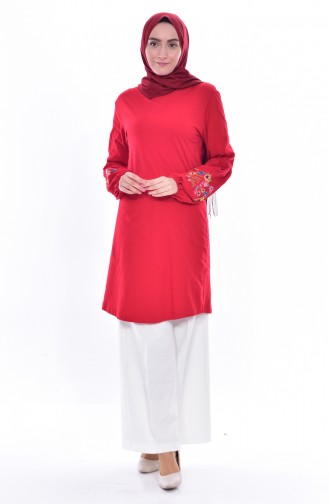 Decorated Sleeve Tunic 1245-02 Red 1245-02