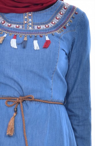 Embroidered Jeans Dress 9234-01 Jeans Blue 9234-01