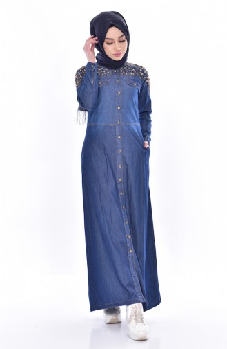 Pearls Jeans Dress 9202A-01 Navy Blue 9202A-01