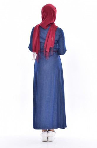 Embroidered Jeans Dress 9234-02 Navy 9234-02