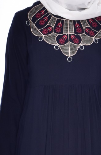 Embroidered Dress 80132-01 Navy 80132-01