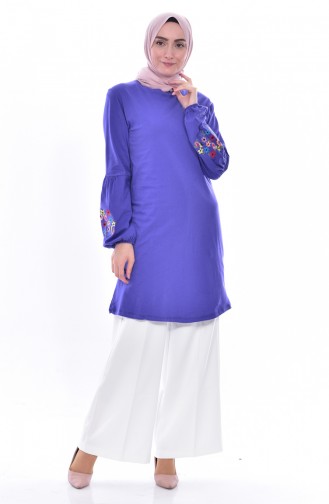 Embroidered Sleeve Tunic 1245-03 Lilac 1245-03