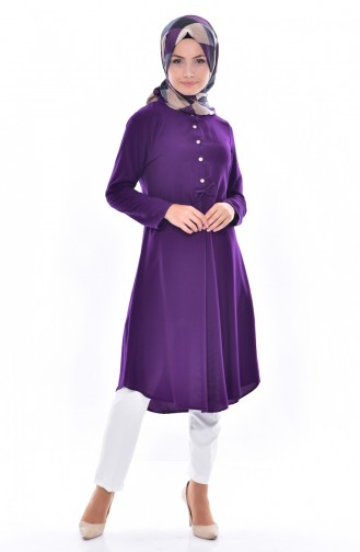 Buttoned Bow Tunic 1170-05 Purple 1170-05