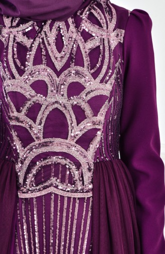 Sequined Evening Dress 1770-01 Plum 1770-01