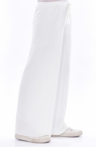Elastic Waist Pleated Trousers 0120-10 Cream 0120-10
