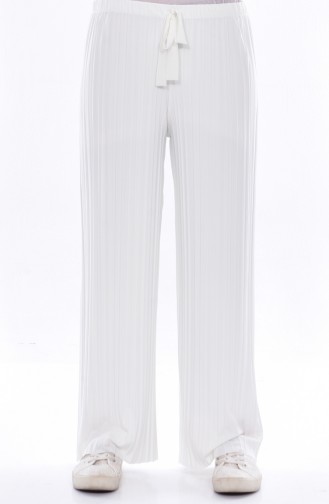 Elastic Waist Pleated Trousers 0120-10 Cream 0120-10